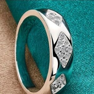 Classic Mens Lab Created Diamond 925 Sterling silver Band Ring Sz 10